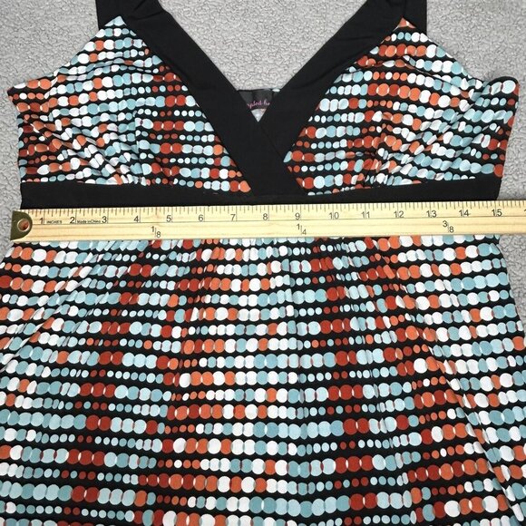 Tempted Hearts Babydoll Top Womens XL Abstract Polka Dot Tie Back Empire Y2K - Picture 9 of 11